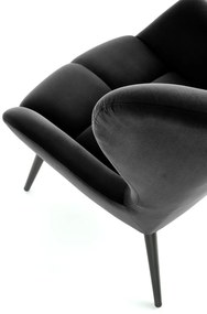Fotoliu Tyrion velvet negru H91 cm