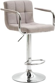 Scaun de bar, material textil gri-maro taupe/crom, LEORA 2 NEW