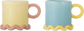 Căni galben-deschis/albastru-deschis 2 buc. din ceramică 350 ml Polly – Bloomingville