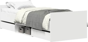 vidaXL Cadru de pat cu tăblie de cap/picioare, alb, 75x190 cm