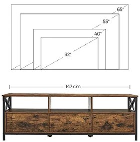 Comoda TV, Vasagle, 40 x 147 x 50 cm, LTV301B01, Maro Rustic