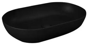 Lavoar baie pe blat negru mat 55 cm, oval, Rak Feeling Negru mat