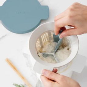 Set cupe preparare kefir si iaurt Lekue 1010155, 18,5 x 14,5 x 15,5 cm, +4°C / +90°C, Alb/Albastru