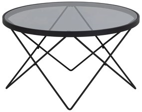 Măsuță de cafea neagră cu blat din sticlă ø 80 cm Cuxton – Actona