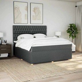 vidaXL Pat box spring cu saltea, gri închis, 180x200 cm, textil