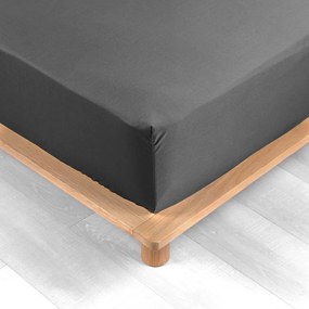 Cearceaf gri antracit din bumbac percal cu elastic 180x200 cm Percaline – douceur d'intérieur