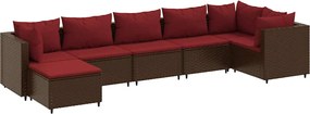 vidaXL Set mobilier de grădină cu perne, 7 piese, maro, poliratan
