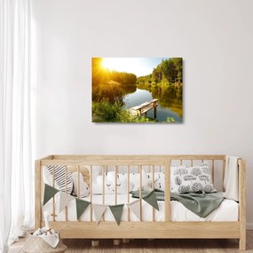 Tablou pe sticlă - Lac la munte (70x50 cm)