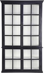 Vitrină lemn masiv gri Noir Antracit, 137 × 46 × 230 cm