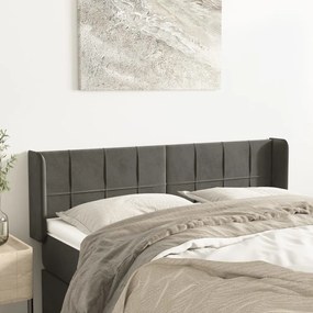 vidaXL Tăblie de pat cu aripioare gri închis 147x16x78/88 cm catifea
