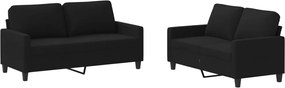 vidaXL Set de canapele cu perne, 2 piese, negru, textil
