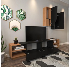 Mobilier living Ziva 2 (negru + teak). 1102660