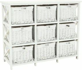 Organizator RAFAELLO 9, alb, material textil/lemn, 94x37x76 cm
