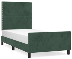 3125675 vidaXL Cadru de pat cu tăblie, verde închis, 90x200 cm, catifea