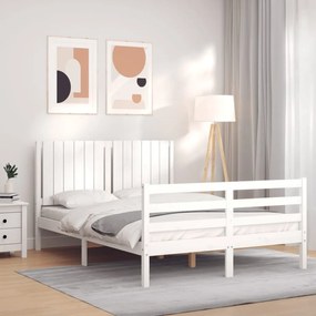 3194767 vidaXL Cadru de pat cu tăblie, alb, 140x200 cm, lemn masiv