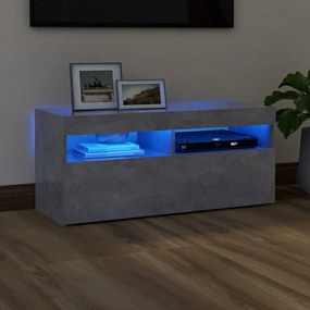 Comoda TV cu lumini LED, gri beton, 90x35x40 cm 1, Gri beton, 90 x 35 x 40 cm