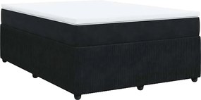 vidaXL Pat box spring cu saltea, negru, 140x190 cm, catifea