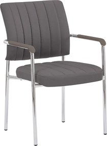 Scaun de şedinţă, gri-brun Taupe, piele ecologică/crom, FLORIN