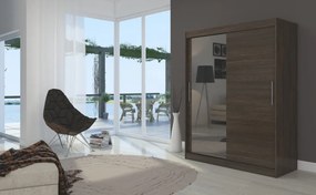 Dulap cu usi glisante si oglinda 150x200 cm, Bianco, ADRK Furniture (Culoare: Trufă)