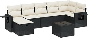 vidaXL Set mobilier de grădină cu perne, 8 piese, negru, poliratan