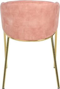 Set de 2 scaune aspect retro, Metal Auriu, Catifea Rose, NOBLESSE A-47583 VC