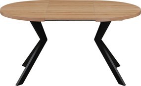 Masă extensibilă de sufragerie, stejar deschis/negru, 100-250x75,5 cm, LUKOS