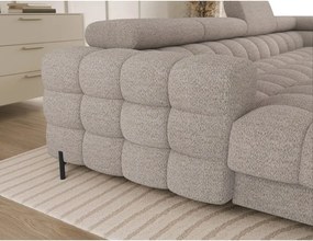 Colțar bej extensibil cu tapițerie din țesătură bouclé (cu colț pe partea dreaptă/în formă de "U") Feraria – ELTAP