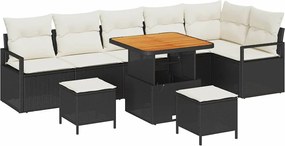 vidaXL Set de canapele pentru grădină cu pernă 9 pcs Negru Rattan poli