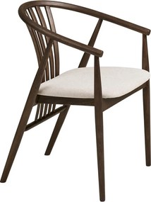 Scaun de dining maro închis cu cotiere din lemn de stejar Agustin – House Nordic