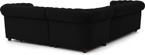Colțar negru extensibil cu tapițerie din catifea (cu colț pe partea dreaptă/în formă de ”L”) York Blik – Ropez