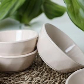 Set de 6 boluri din gresie ceramică Facetta 12 cm, bej