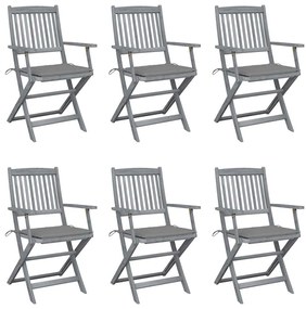 vidaXL Scaune pliante de exterior cu perne 6 buc. lemn masiv de acacia