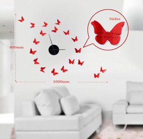 Sticker de perete cu ceas decorativ, 100 x 80 cm, Butterflies Mauro Ferreti