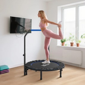 HOMCOM Mini Trampolin Fitness Pliabil de 45" cu Mâner Reglabil din Spumă, Albastru | Aosom Romania
