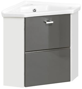 Masca cu Lavoar pentru colt Finly Grey Alb, Gri, 40 cm, 40 cm, 46 cm, Lavoar cu Masca  50 cm
