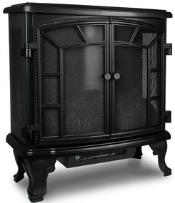 Deuba Semineu electric cu doua usi cu ventilator si foc NEGRU