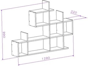 Raft perete Cassy Homs gri-nuc 129 x 22 x 99 cm