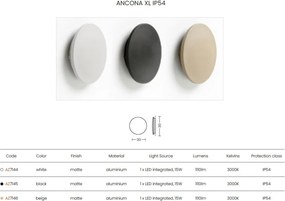 Aplica exterior LED ambientala ANCONA XL IP54 3000K alba
