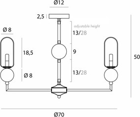 MAXLIGHT P0632 - Lustră pe tijă NOVA 7xG9/7W/230V Ø 70 cm neagră