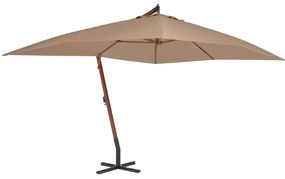 vidaXL Umbrelă consolă de grădină cu stâlp din lemn, taupe, 400x300 cm