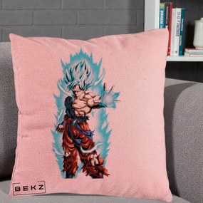 Perna Personalizata Dragon Ball Goku Ultra Instinct Blue, 40x40 cm, Roz, Husa Detasabila, Perna Inclusa, BEKZ®