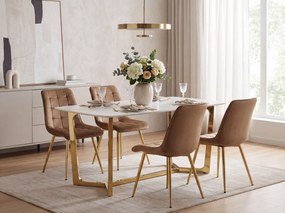 OFERTA Scaun de dining SPLIT VELVET cu picioare aurii, maro clasa a II-a