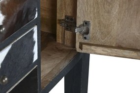 Consola, neagra, din lemn de mango si par natural de bovine, Corvus