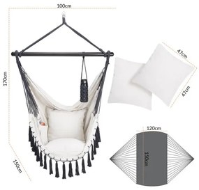 Deuba Scaun suspendat crem - 170x100x150cm