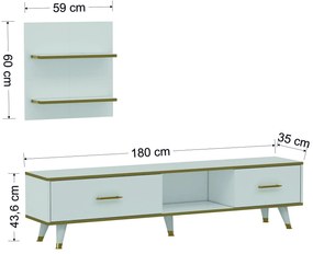 Mobilier living Mevala 2 (alb + auriu) . 1095633