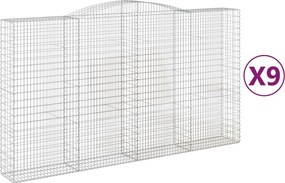 vidaXL Coșuri gabion arcuite, 9 buc, 400x50x220/240cm, fier galvanizat