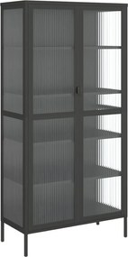 vidaXL Dulap înalt, negru, 85x40x180 cm, sticlă și oțel