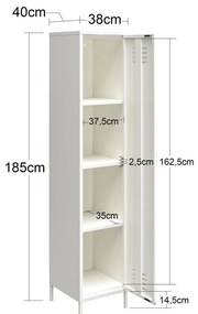 Dulap alb din metal 38x185x40 cm Mission District – Støraa