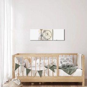 Tablou - Flori bej cu fluture N⁰4 (cu ceas) (90x30 cm)