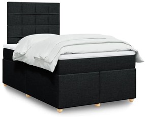 vidaXL Pat box spring cu saltea, negru, 120x200 cm, textil